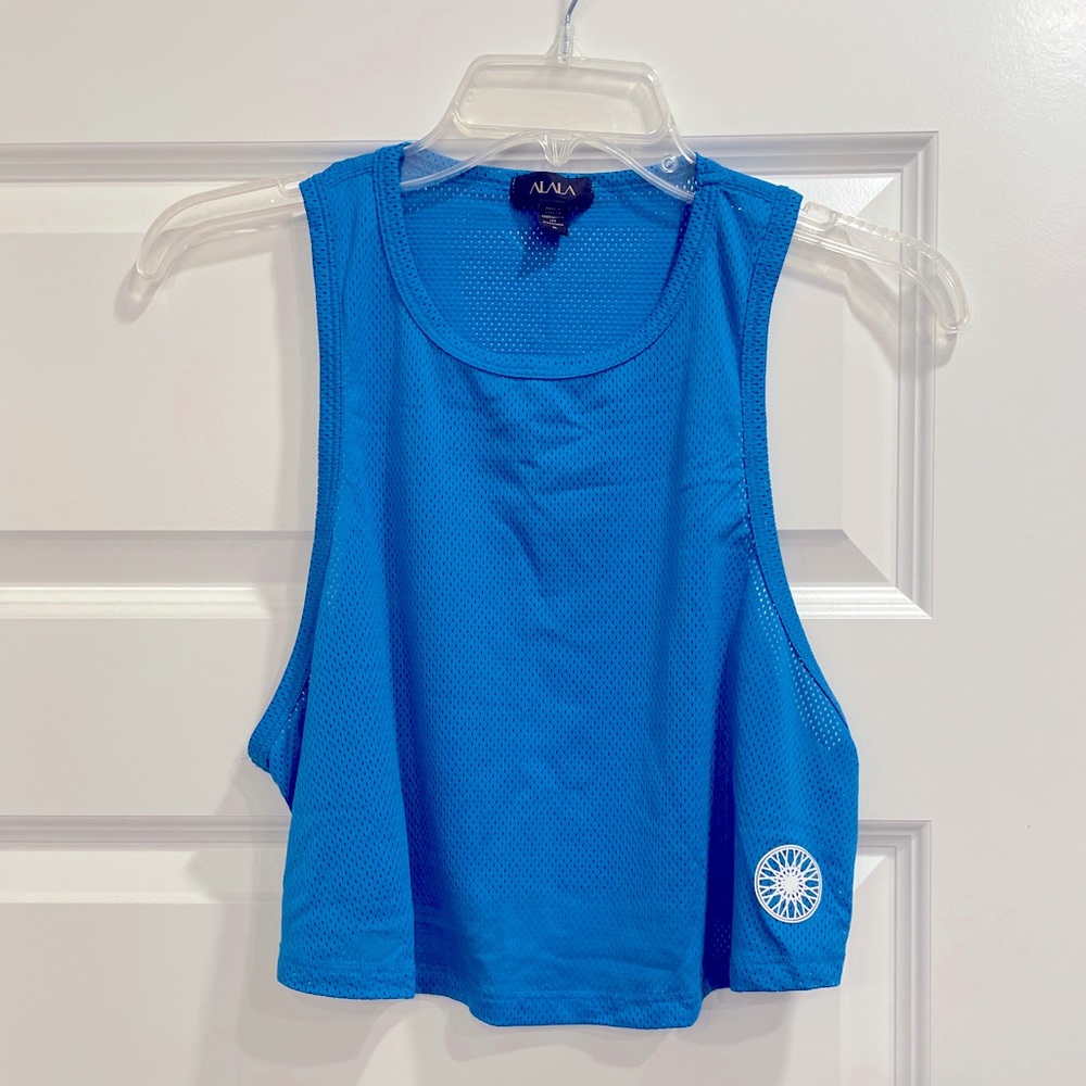 SoulCycle Mesh Crop Tank Electric Blue